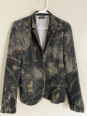 Vtg Seductions Custom Hand Painted Blazer Jacket - Abstract Splatter Art Sz M